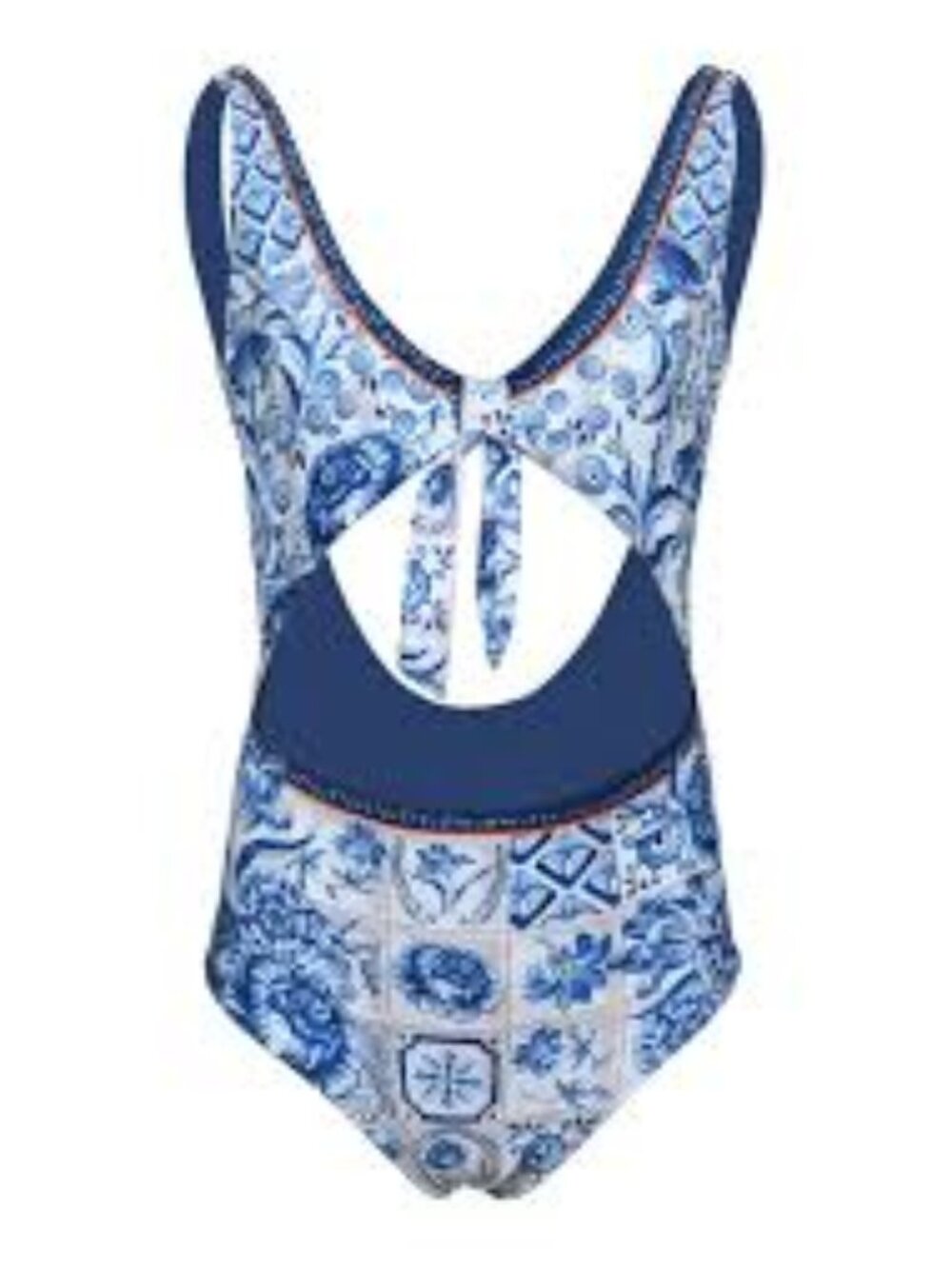Agua Bendita Girls Blue Tile Swimsuit Sz 14
